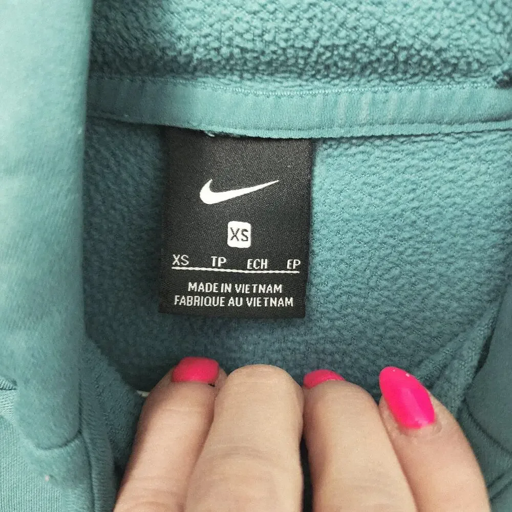 Women's XS NIKE Therma Soft Fleece Green/Blue Pullover Hoodie